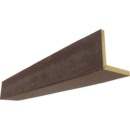 2-Sided (L-beam) Rough Sawn Endurathane Faux Wood Ceiling Beam, Aged Pecan, 12W X 10H  X 8'L